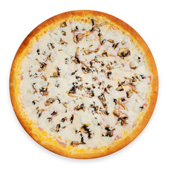 Itanian pizza isolated top view