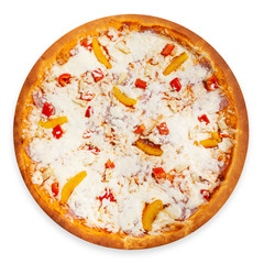 Itanian pizza isolated top view