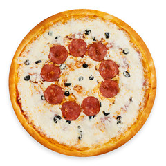 Itanian pizza isolated top view