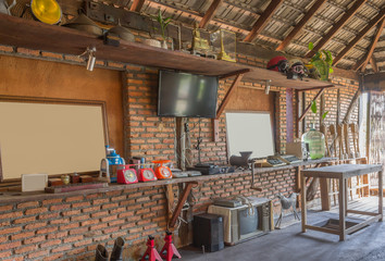 Interior Design Room with Props in Country Loft Style