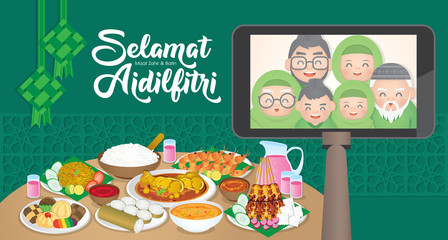 Iftar/Berbuka Puasa (or Fatoor) is the evening meal with which Muslims end their daily Ramadan fast at sunset.  (Caption: Hari Raya Aidilfitri also known as Eid al-Fitr)