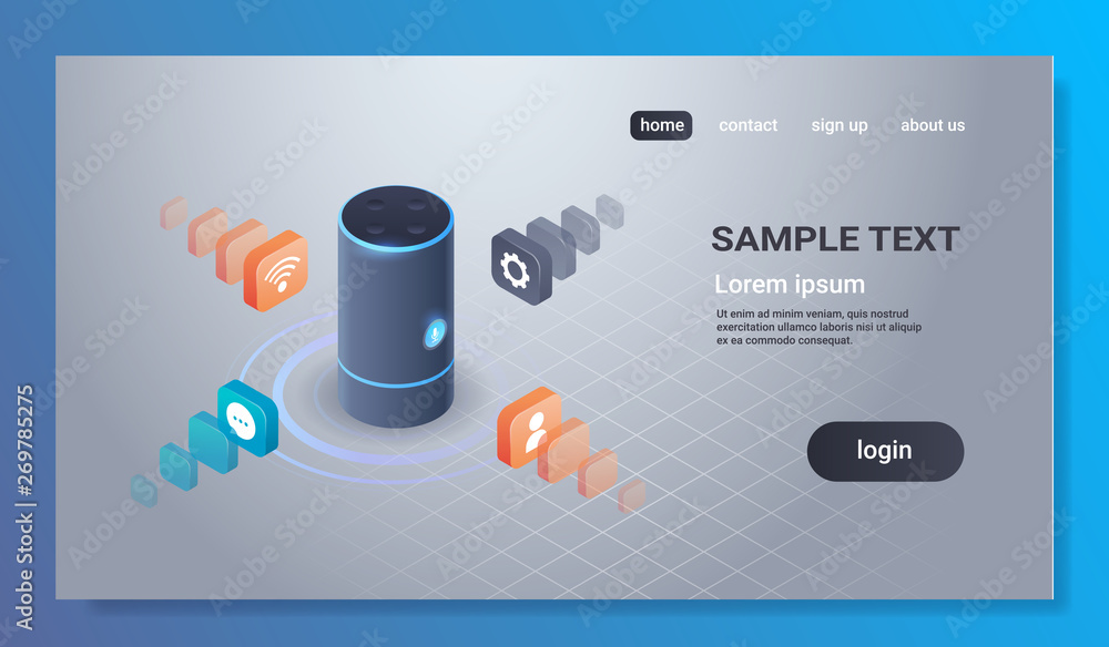 Poster intelligent smart speaker voice recognition activated digital assistants automated command report co