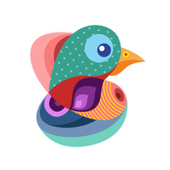 Vector Illustration Colorful Birds and Chicken in Flat Colors. Illustration can Use for Logo, pattern, background, print, fabric, website, landing page and decoration.