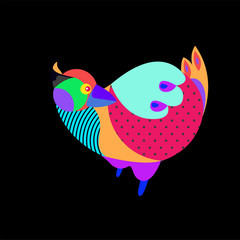 Vector Illustration Colorful Birds and Chicken in Flat Colors. Illustration can Use for Logo, pattern, background, print, fabric, website, landing page and decoration.