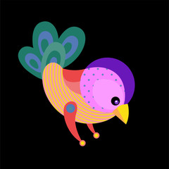 Vector Illustration Colorful Birds and Chicken in Flat Colors. Illustration can Use for Logo, pattern, background, print, fabric, website, landing page and decoration.