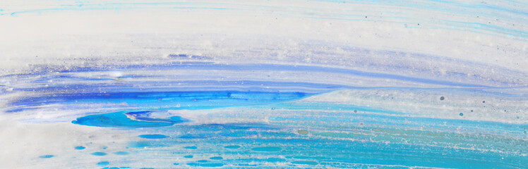 Abstract marbleized effect background. Blue and white creative colors. Beautiful paint. banner