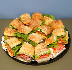 close up on fresh sandwich in the platter