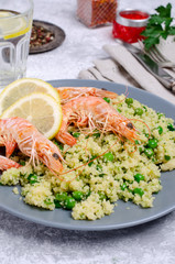 Couscous with vegetables and shrimp