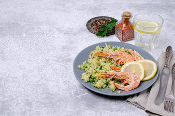 Couscous with vegetables and shrimp