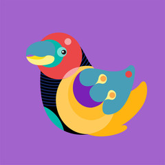 Vector Illustration Colorful Birds and Chicken in Flat Colors. Illustration can Use for Logo, pattern, background, print, fabric, website, landing page and decoration.