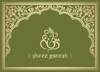 Ganesha, wedding card, royal Rajasthan, India	