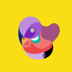 Vector Illustration Colorful Birds and Chicken in Flat Colors. Illustration can Use for Logo, pattern, background, print, fabric, website, landing page and decoration.