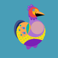 Vector Illustration Colorful Birds and Chicken in Flat Colors. Illustration can Use for Logo, pattern, background, print, fabric, website, landing page and decoration.