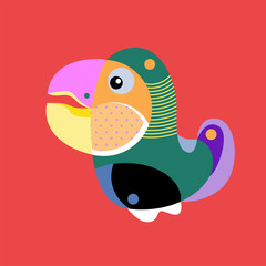 Vector Illustration Colorful Birds and Chicken in Flat Colors. Illustration can Use for Logo, pattern, background, print, fabric, website, landing page and decoration.