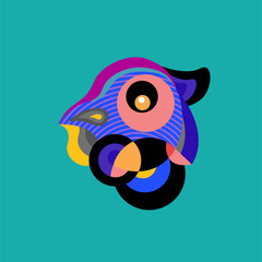 Vector Illustration Colorful Birds and Chicken in Flat Colors. Illustration can Use for Logo, pattern, background, print, fabric, website, landing page and decoration.