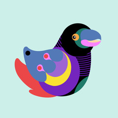 Vector Illustration Colorful Birds and Chicken in Flat Colors. Illustration can Use for Logo, pattern, background, print, fabric, website, landing page and decoration.