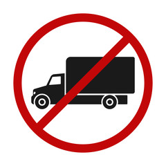 No truck sign. Truck parking is forbidden symbol. Truck prohibition sign.