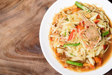 Spicy green papaya salad, Thai food (Som Tum)