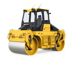 Yellow Road Roller Isolated