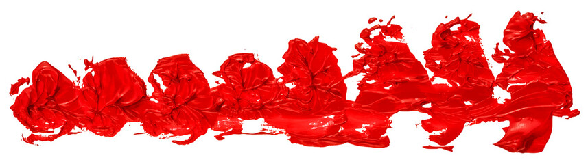 Red oil texture paint long brush stroke, hand painted, isolated on white background. EPS10 vector illustration.