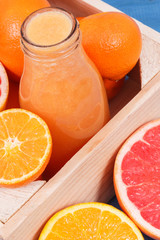 Freshly blended coctail from citrus fruits as source natural minerals. Slimming, diet and healthy nutrition