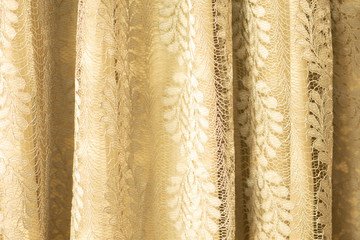 Lace fabric background, yellow lace fabric