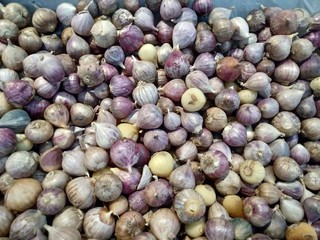 red onion close-up in a indonesian market