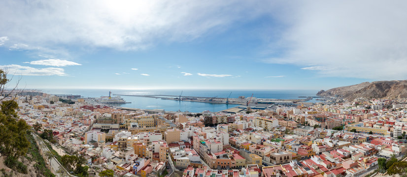 Panorama of Almer&iacute;a from the Alcazaba on a sunny day