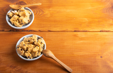 a serving of homemade cookie dough top view.