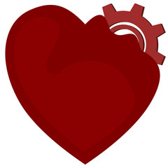 Heart and cog , vector
