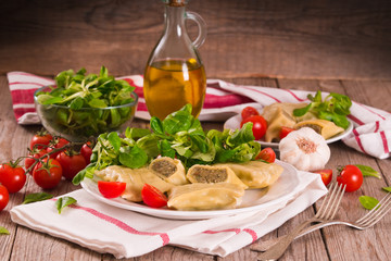 Maultaschen - swabian filled pasta ( ravioli ).