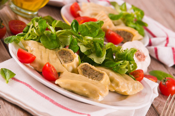 Maultaschen - swabian filled pasta ( ravioli ).