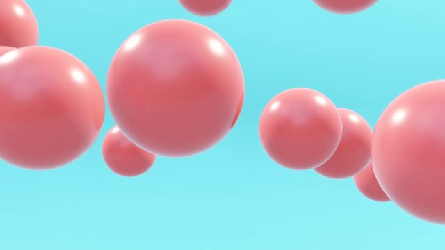 Pink ball floats on a blue background.-3d rendering.