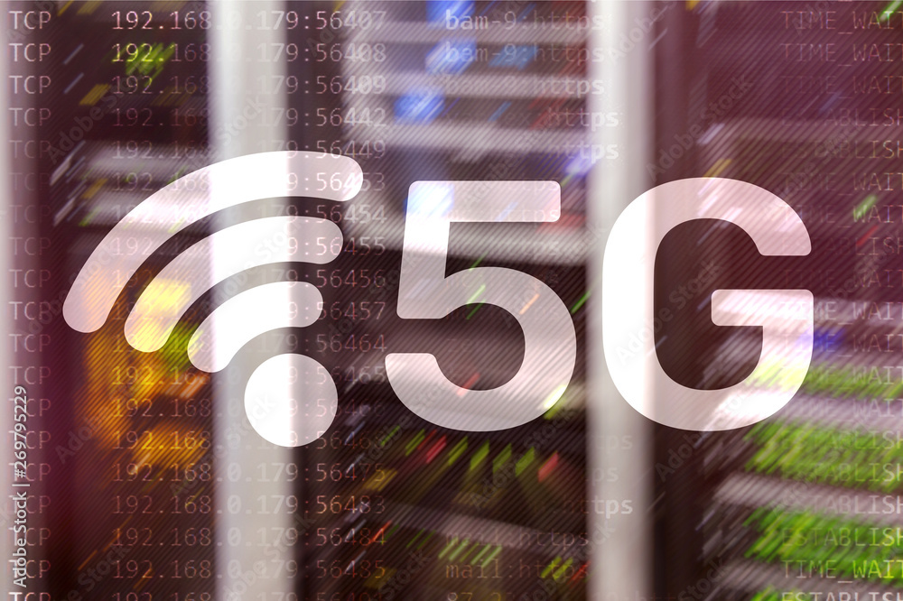 Poster 5g network, 5g internet connection concept in digital background. smart communication network concep
