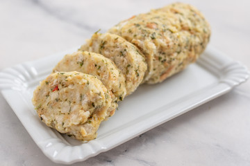 home made german bread dumpling with herbs