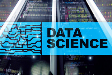 Data Science Artificial Intelligence Concept. Futuristic Supercomputer background.