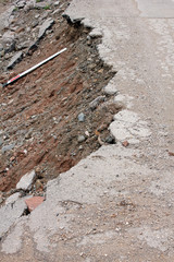 Landslide on road 