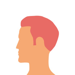 Colored male head silhouette. Face side view. Good for avatar icon.