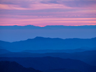 sunset over hills