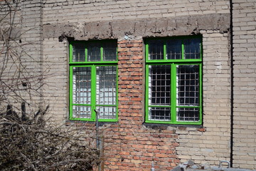 window in brick wall