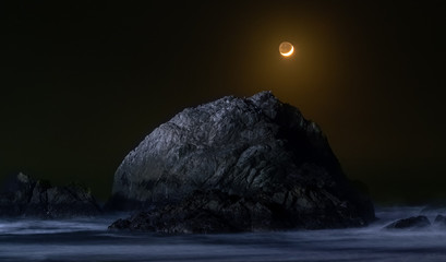 moon over rocks