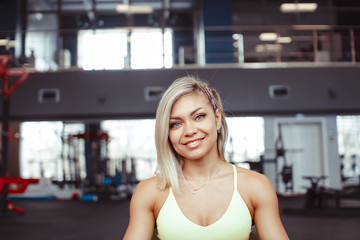 sporty girl close-up in the gym