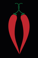 Chili pepper in the shape of a heart illustration