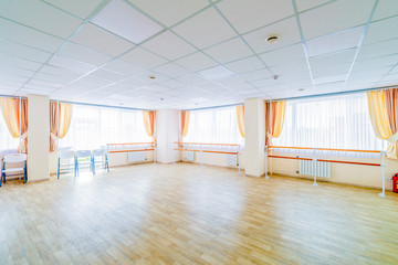  Interior training gymnastic dance hall with mirrors