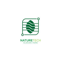 Nature Technology Line Outline Monoline Logo Design Vector
