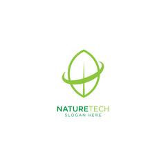 Nature Technology Line Outline Monoline Logo Design Vector