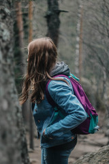 portrait of young woman in the forest