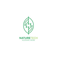 Nature Technology Line Outline Monoline Logo Design Vector