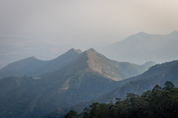 Mountain range and blue sky