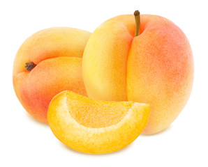 Composition with Ripe Apricots Isolated on White Background